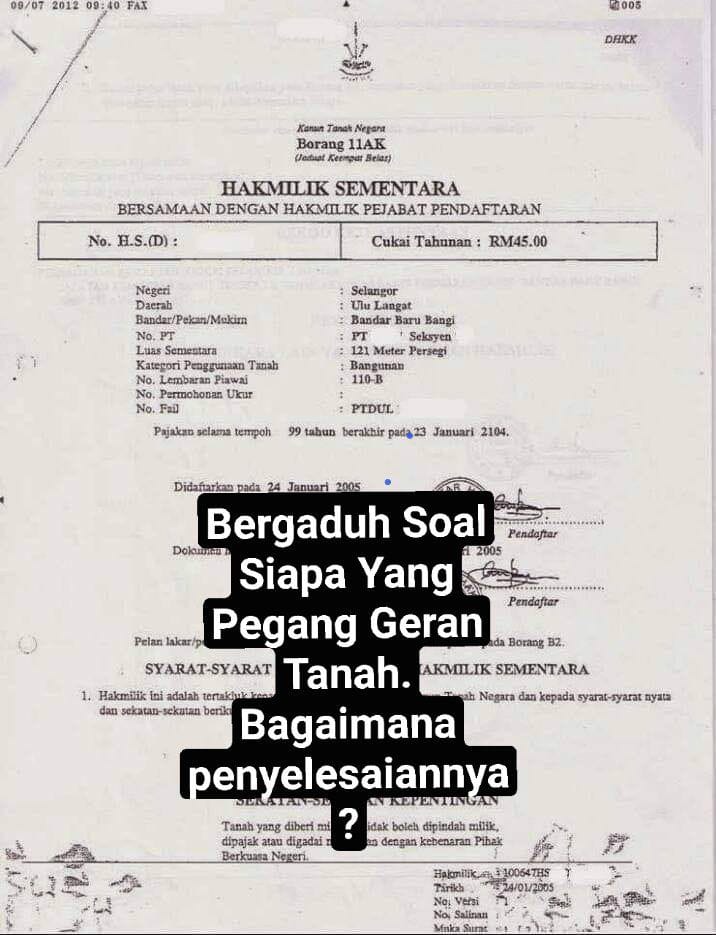 geran tanah banyak nama